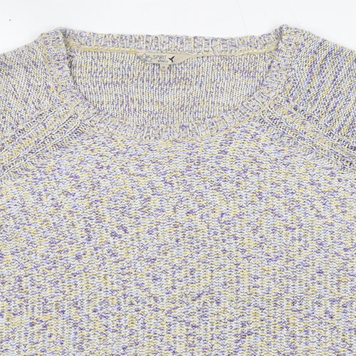 M&Co Womens Yellow Scoop Neck Cotton Pullover Jumper Size 14