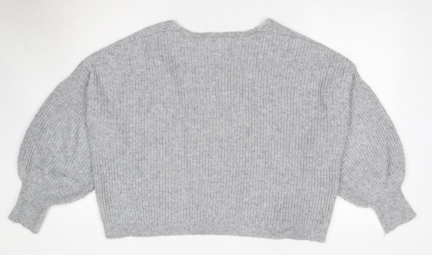ASOS Womens Grey V-Neck Polyester Cardigan Jumper Size 16