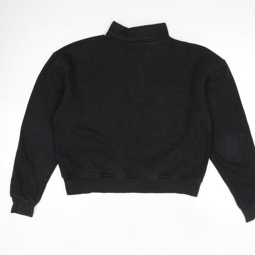 Pull&Bear Womens Black Polyester Pullover Sweatshirt Size S Zip