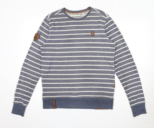 Naketano Mens Blue Striped Cotton Pullover Sweatshirt Size S