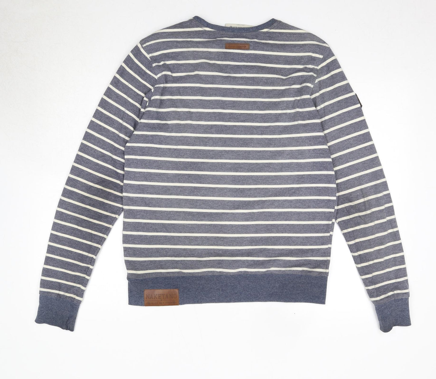 Naketano Mens Blue Striped Cotton Pullover Sweatshirt Size S