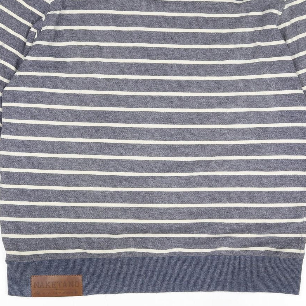 Naketano Mens Blue Striped Cotton Pullover Sweatshirt Size S