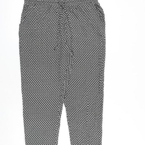 Maine Womens Black Geometric Viscose Trousers Size 14 Regular Tie