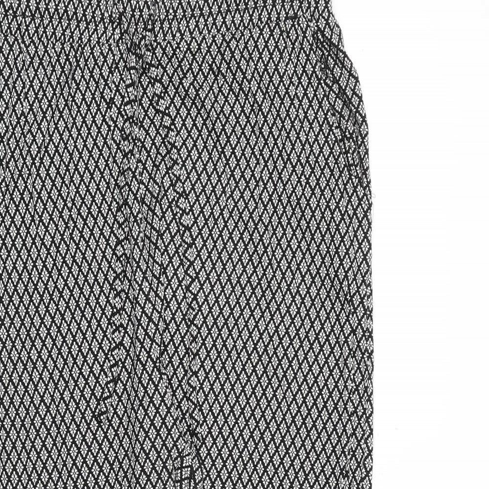 Maine Womens Black Geometric Viscose Trousers Size 14 Regular Tie