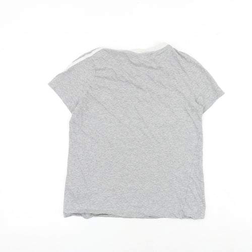 adidas Girls Grey 100% Cotton Basic T-Shirt Size 11-12 Years Round Neck Pullover