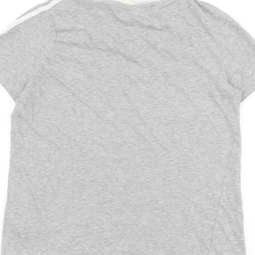adidas Girls Grey 100% Cotton Basic T-Shirt Size 11-12 Years Round Neck Pullover