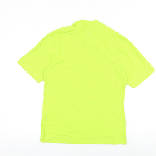 COLLUSION Womens Green 100% Cotton Basic T-Shirt Size 2XS Mock Neck