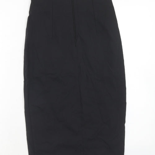 ASOS Womens Black Viscose Straight & Pencil Skirt Size 8 Zip