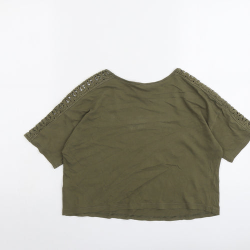 New Look Girls Green Cotton Cropped T-Shirt Size 12-13 Years Round Neck Pullover