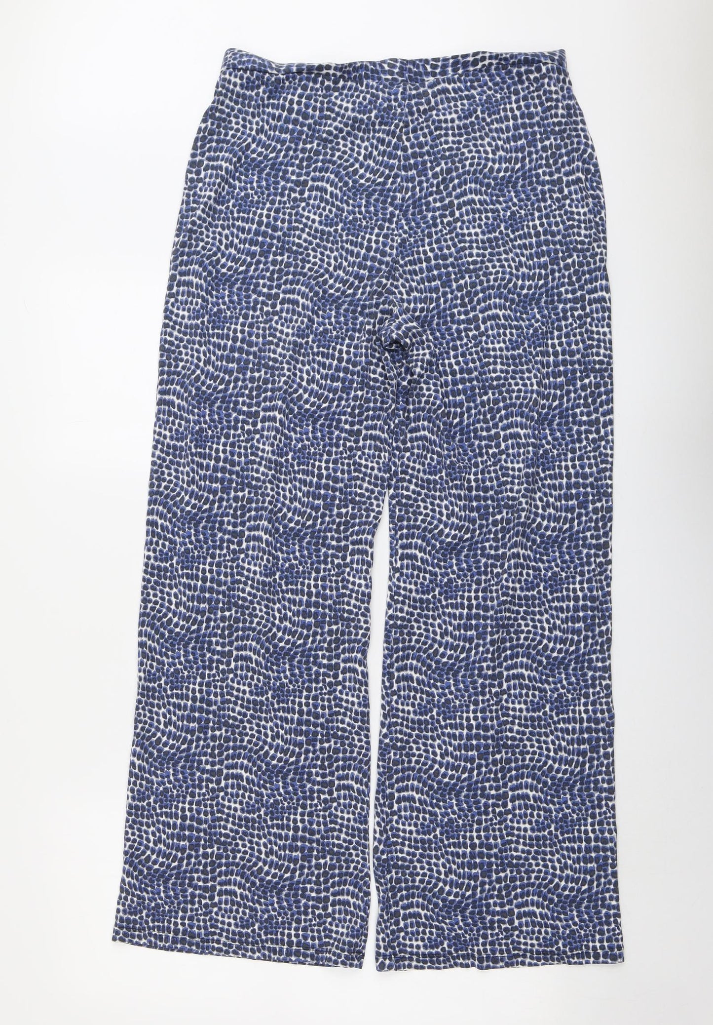 Marks and Spencer Womens Blue Animal Print Viscose Trousers Size 16 L30 in Regular - Elastic Waist