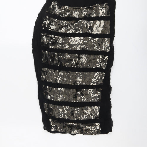 ASOS Womens Black Geometric Viscose Straight & Pencil Skirt Size 8 Zip