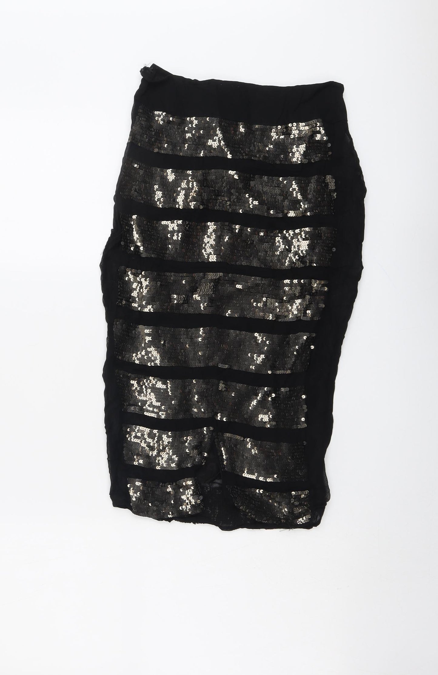 ASOS Womens Black Geometric Viscose Straight & Pencil Skirt Size 8 Zip