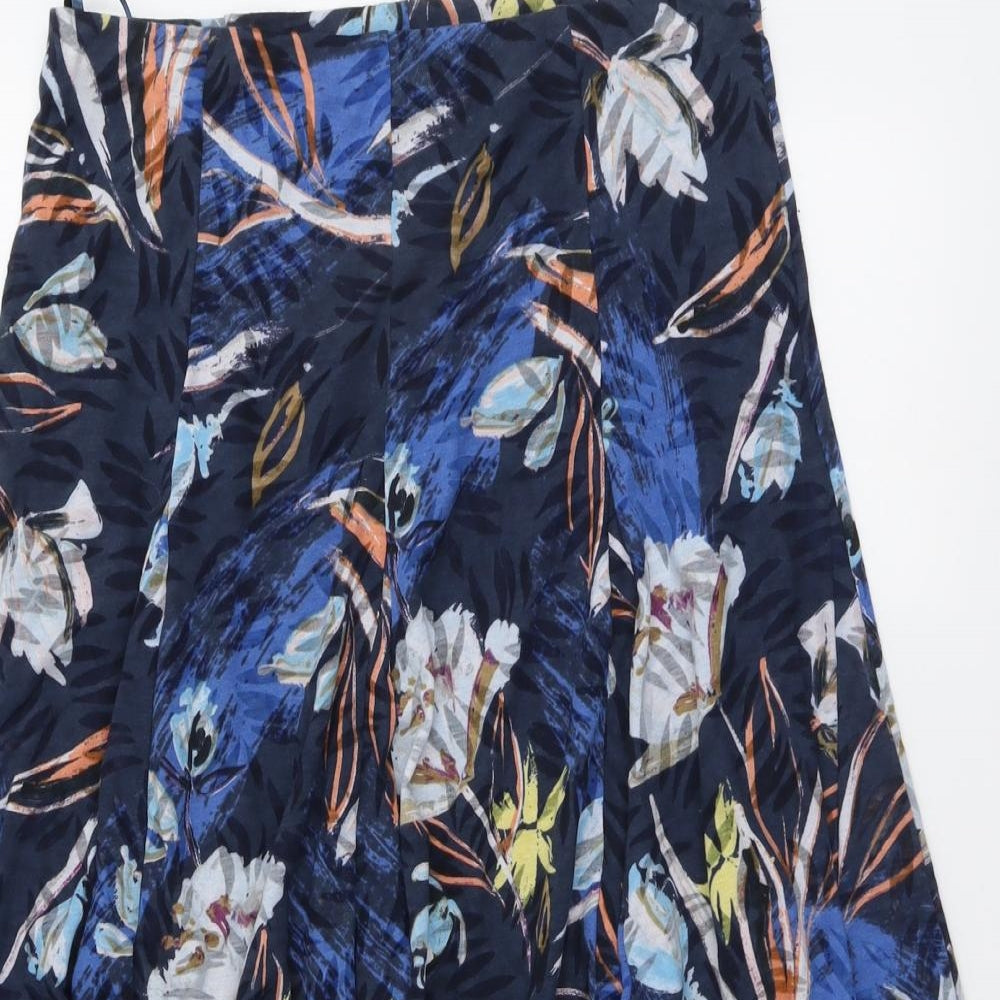 Marks and Spencer Womens Blue Geometric Cotton Swing Skirt Size 14