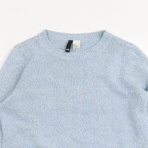 H&M Womens Blue Round Neck Acrylic Pullover Jumper Size XS