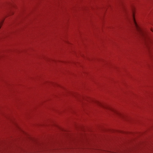 Blue Harbour Mens Red Round Neck Cotton Pullover Jumper Size M Long Sleeve