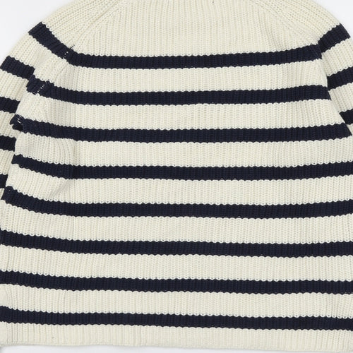 Marks and Spencer Womens Beige Round Neck Striped Cotton Pullover Jumper Size XS