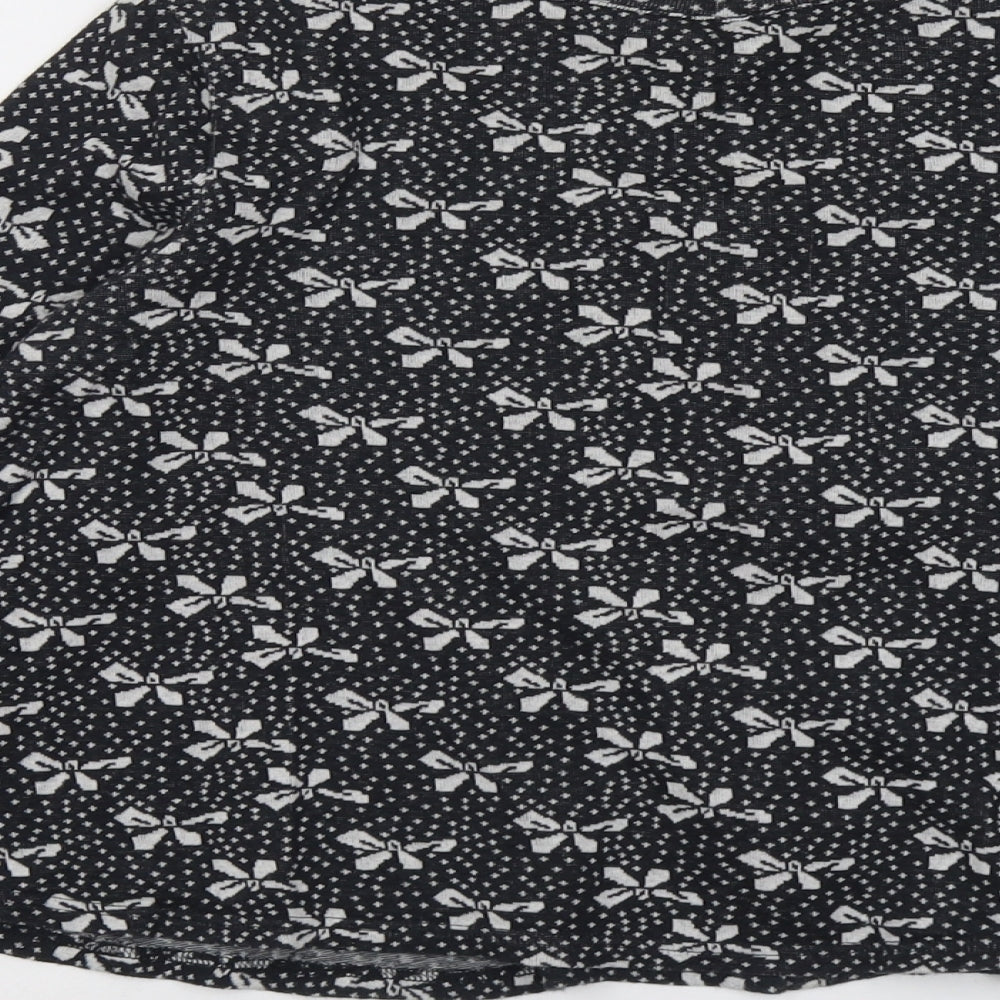 NEXT Womens Grey Round Neck Geometric Cotton Cardigan Jumper Size 18 - Bow Print