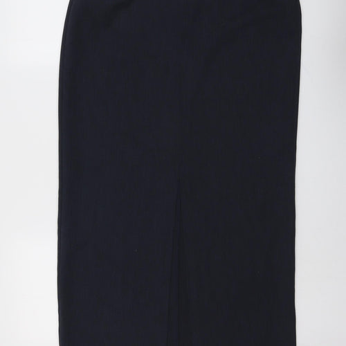 Marks and Spencer Womens Blue Polyester A-Line Skirt Size 14 Zip