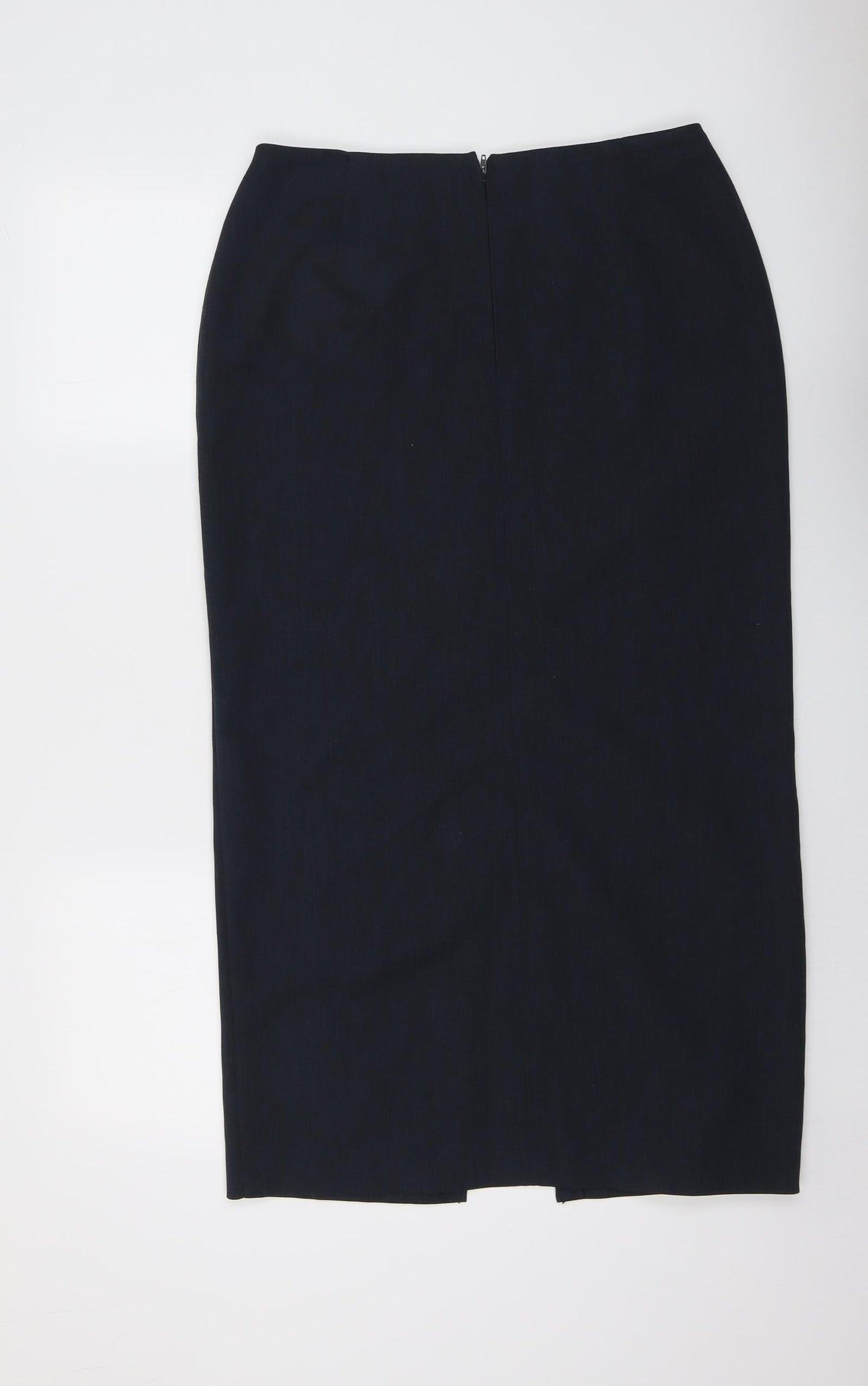 Marks and Spencer Womens Blue Polyester A-Line Skirt Size 14 Zip