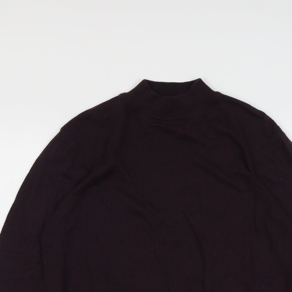 Topman Mens Purple High Neck Acrylic Pullover Jumper Size L Long Sleeve