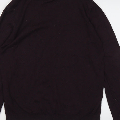 Topman Mens Purple High Neck Acrylic Pullover Jumper Size L Long Sleeve