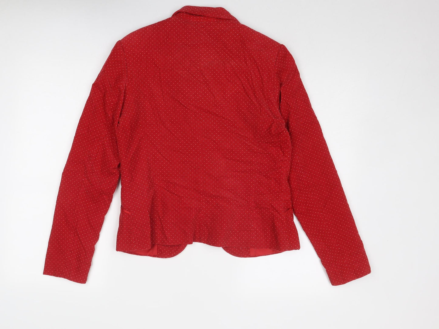 H&M Womens Red Polka Dot Jacket Blazer Size 12 Hook & Eye - Tie Front