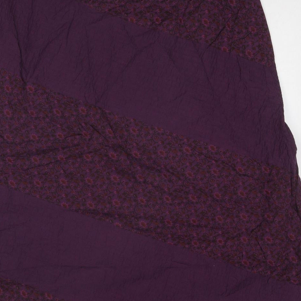 DASH Womens Purple Geometric Cotton Swing Skirt Size 18 Zip