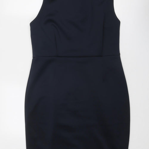 Label Lab Womens Blue Polyester A-Line Size 16 V-Neck Zip