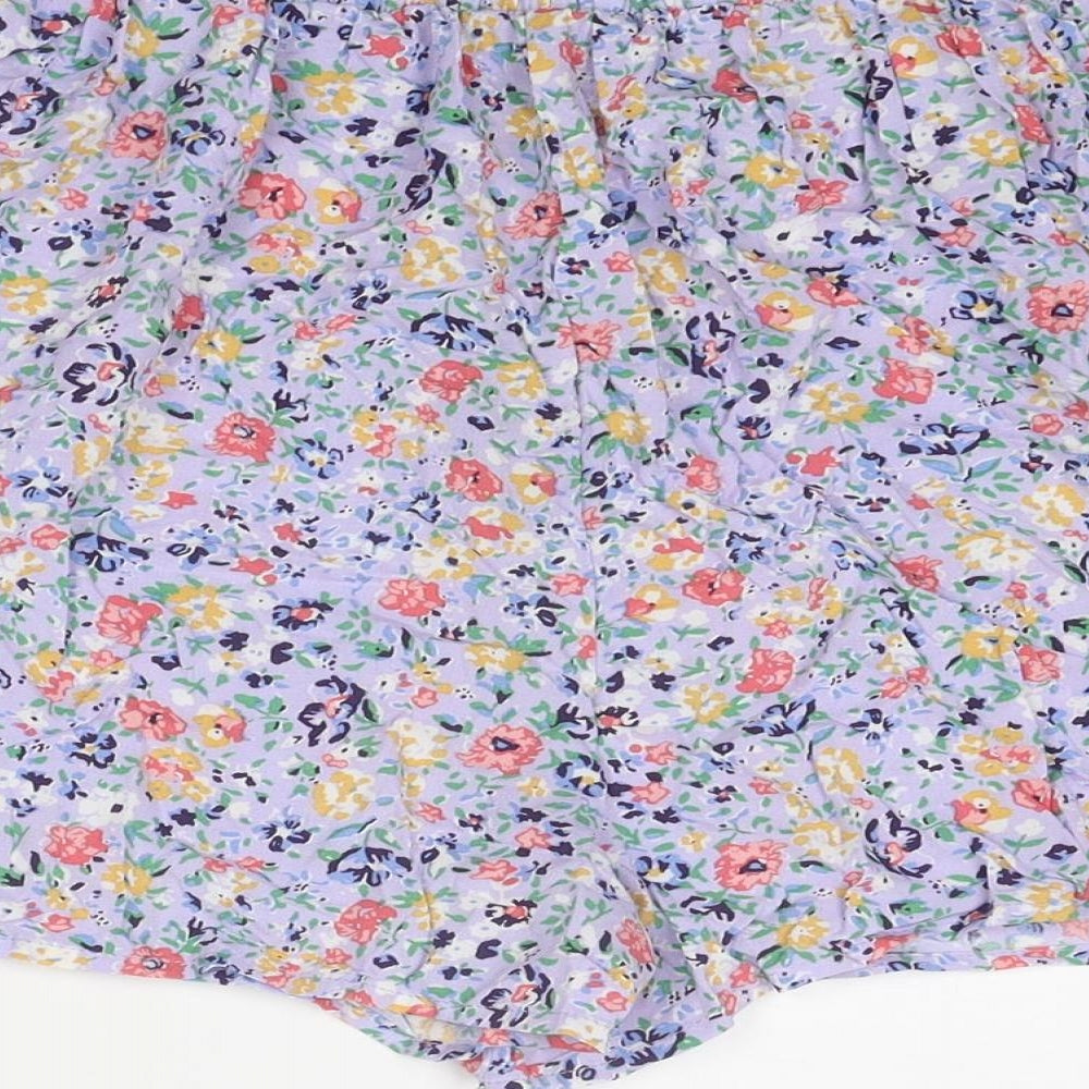 New Look Womens Multicoloured Floral Viscose Basic Shorts Size 14 Regular Pull On