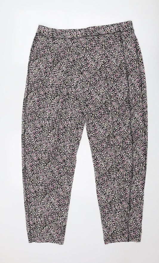 Marks and Spencer Womens Multicoloured Geometric Viscose Trousers Size 18 Regular