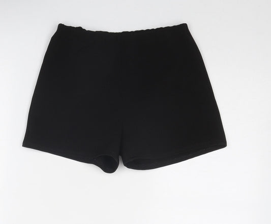 Bozzolo Womens Black Polyester Sweat Shorts Size S Regular Pull On
