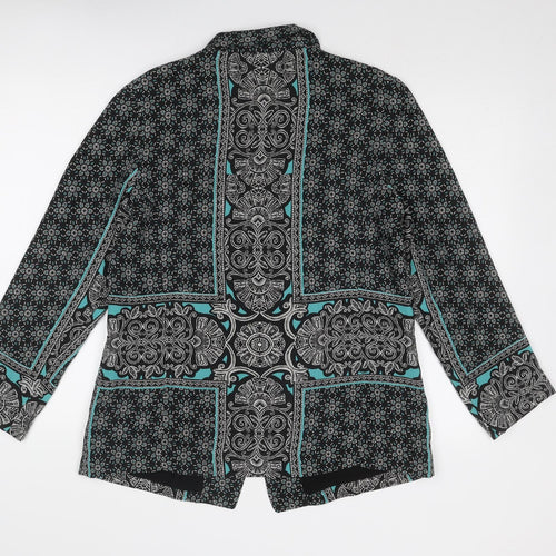 New Look Womens Black Geometric Jacket Blazer Size 14 Button