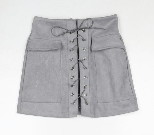 Vestidos Womens Grey Cotton Cargo Skirt Size S Zip