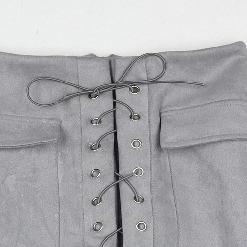 Vestidos Womens Grey Cotton Cargo Skirt Size S Zip