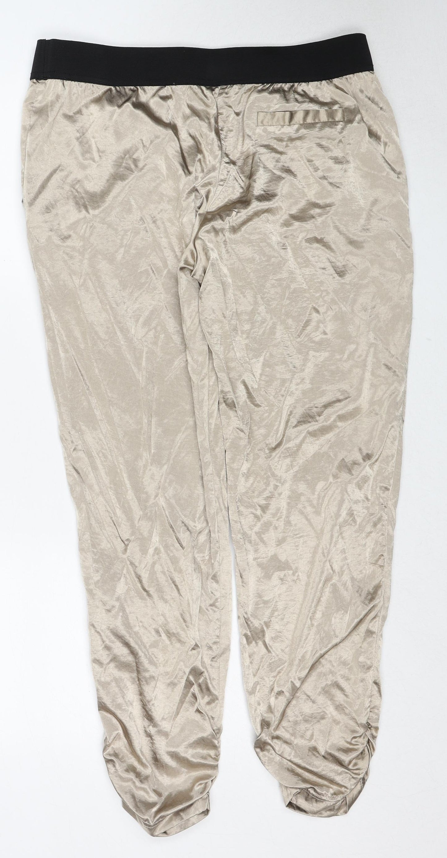 River Island Womens Beige Polyester Trousers Size 14 Regular