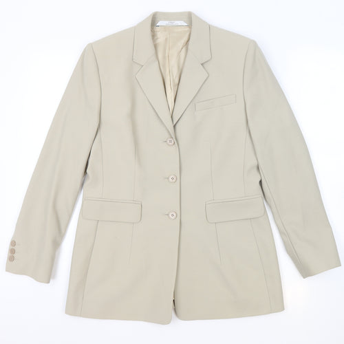 St Micheal Womens Beige Wool Jacket Blazer Size 12