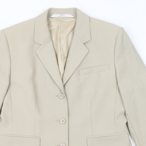 St Micheal Womens Beige Wool Jacket Blazer Size 12