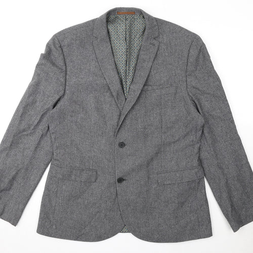 NEXT Mens Grey Polyester Jacket Suit Jacket Size 46 Regular