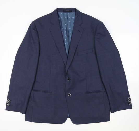 Magee Mens Blue Wool Jacket Suit Jacket Size 46 Regular