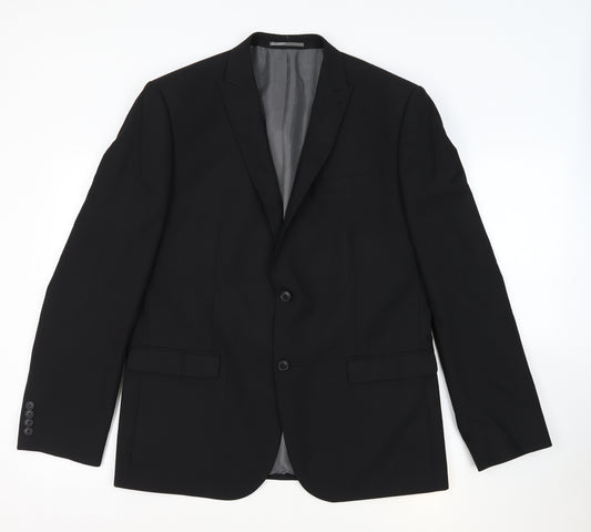 NEXT Mens Black Polyester Jacket Suit Jacket Size 44 Regular