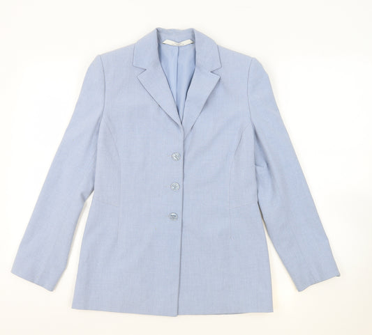 St Micheal Womens Blue Polyester Jacket Blazer Size 12
