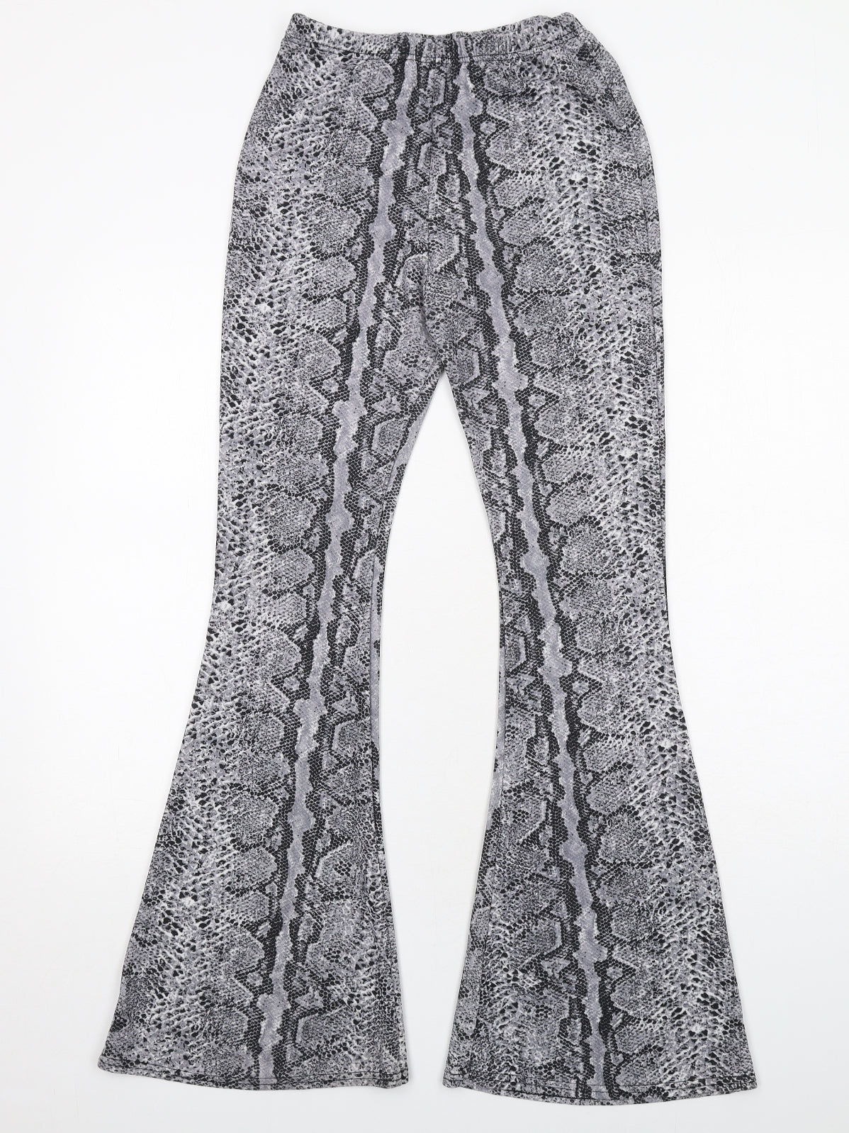 Nasty Gal Womens Grey Animal Print Polyester Trousers Size 12 Regular - Snakeskin Pattern