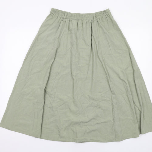 Bonmarché Womens Green Viscose Swing Skirt Size 14 Button