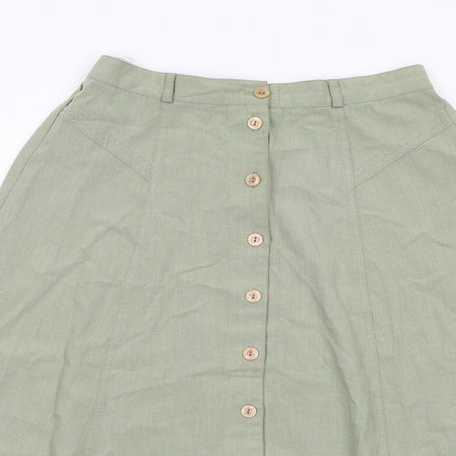 Bonmarché Womens Green Viscose Swing Skirt Size 14 Button
