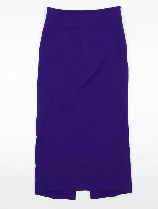 Zara Womens Purple Polyester A-Line Skirt Size XS Zip