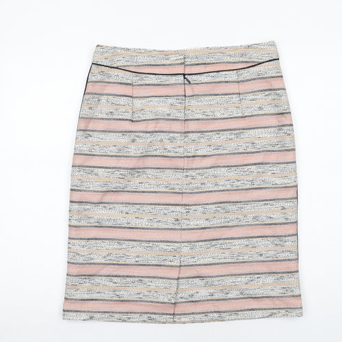 Marks and Spencer Womens Multicoloured Striped Cotton A-Line Skirt Size 12 Zip