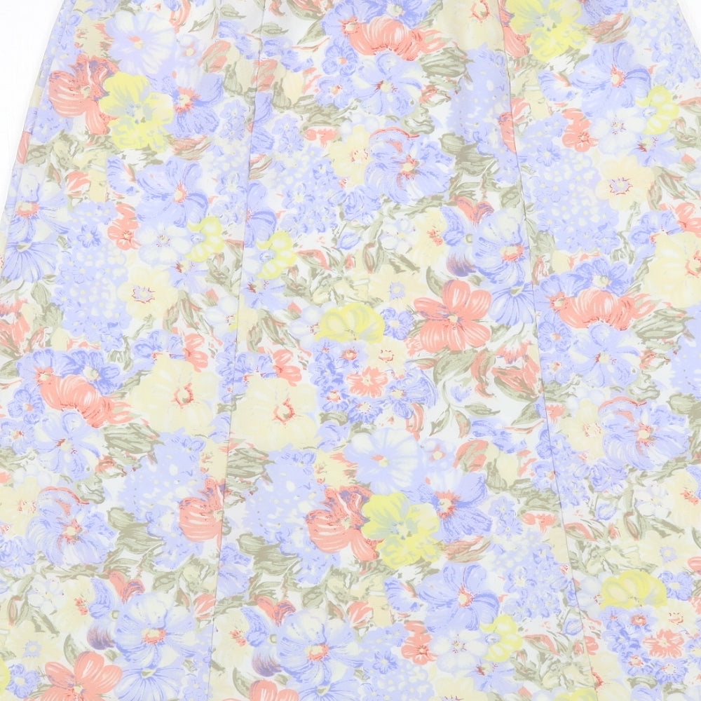 Richard Stump Womens Blue Floral Polyester A-Line Skirt Size 12