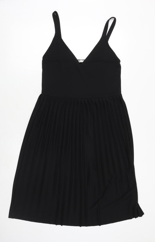 Zara Womens Black Polyester Tank Dress Size L V-Neck Pullover