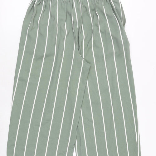 New Look Womens Green Striped Polyester Windbreaker Trousers Size 14 Regular Tie