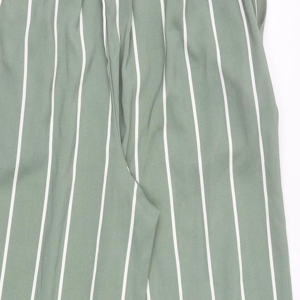 New Look Womens Green Striped Polyester Windbreaker Trousers Size 14 Regular Tie